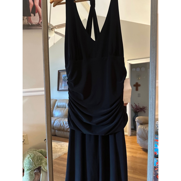 Nine West Black Sleeveless V Neck Dress Size 14 Ruched - Picture 5 of 8